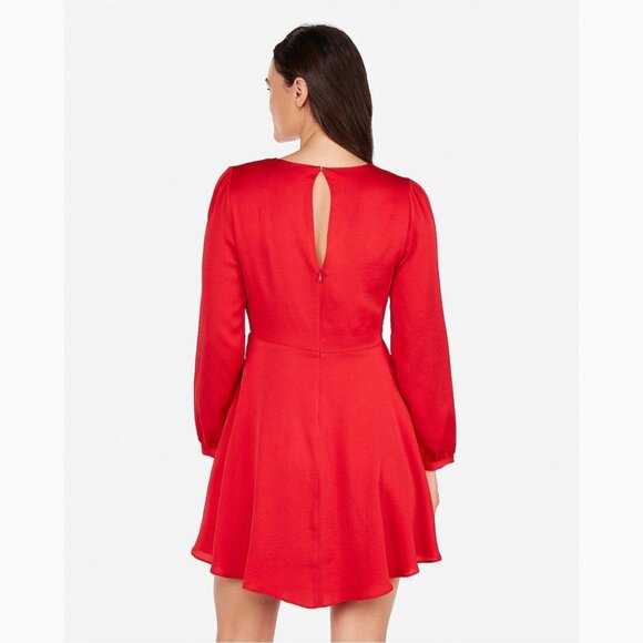 Express Vibrant Holiday Red Dress (S) - Picture 2 of 6